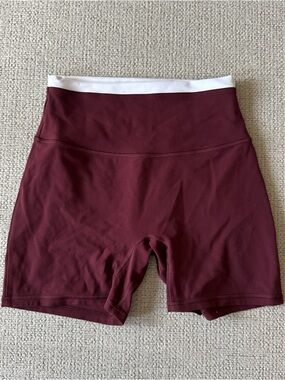 YPB High-Waist Maroon Active Shorts with White Waistband